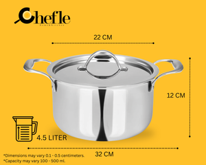 Chefle Trio-cook Triply Sauce Pot/Handi for Cooking With Lid.