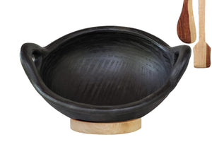 Craftsman Deep Burned Clay Kadai for Cooking and Serving 1 Liter(ACB)