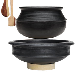 Craftsman Deep Burned Clay Handi/Pot for Cooking and serving Combo